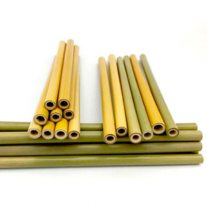 Juego de pajitas de bambú con logotipo personalizado con bolsa tejida para fiestas - Product Image 3