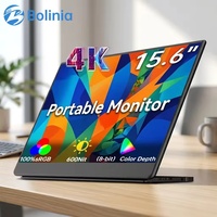 Monitor Portabel 15.6 Inci 4K Kecerahan 600 Nits 100%sRGB Layar Eksternal Berbahan Aluminium Alloy dengan Alas Lipat untuk Laptop PC