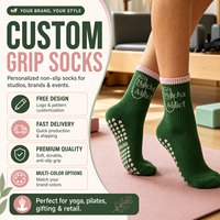 Chaussettes antidérapantes personnalisées avec logo pour yoga et pilates, faible MOQ, livraison rapide, chaussettes douces et confortables au design personnalisé