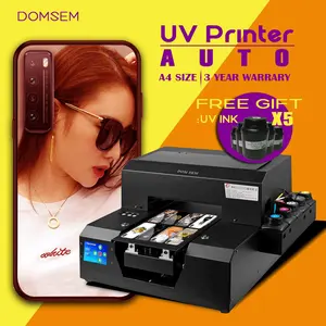 DOMSEM büyük promosyon A4 mürekkep püskürtmeli dijital UV yazıcılar özelleştirmek cep telefonu kapağı A4 uv yazıcılar