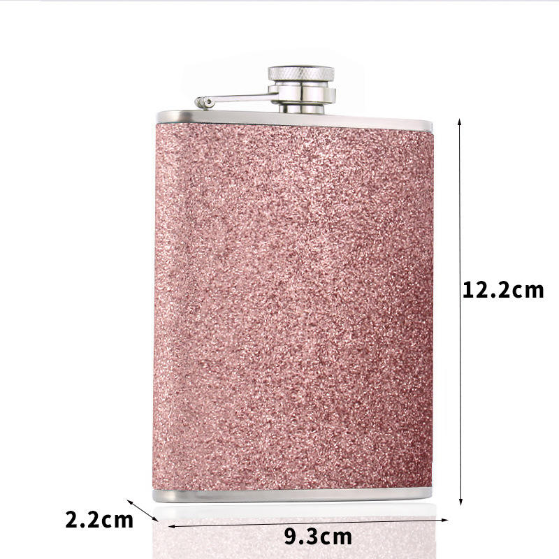 8oz pink glitter leather