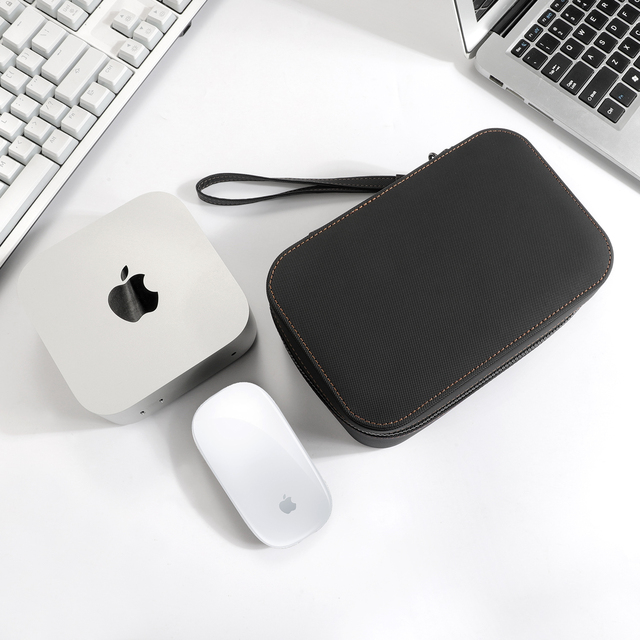 Hot Selling Zipper Bag Case PU Leather Portable Accessory Bag for Apple Mac Mini 2024 M4 / M4 Pro