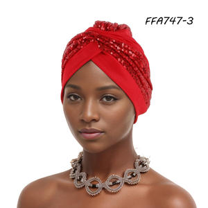 Colección 2025, turbante africano con cuentas, sombrero de fiesta para <span class=keywords><strong>mujer</strong></span>, Auto Gele, Nigeria, escena de playa de negocios para eventos al aire libre - Product Image 5