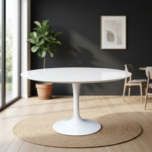 Modern Round <b>White</b> Plastic <b>Coffee</b> <b>Table</b> Minimalist Design Living Room Furniture Easy To Clean - Product Image 4
