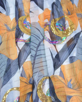 Tissu Floral Imprimé Numérique Personnalisé en Voile de Polyester Suisse/Japonais avec Broderie Paillettes et Lurex pour Toub de Femme Soudanaise