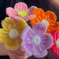 Fleur artificielle marguerite torsadée faite à la main, tige unique en fil métallique, décoration florale pour mariage et Thanksgiving