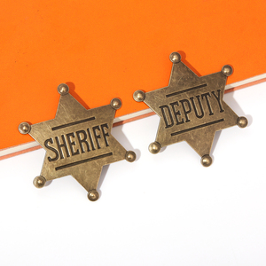 Phong Cách Mới Sáu Cánh Sao Cảnh Sát Trưởng Huy Hiệu Trâm Ba Lô Quần Áo Ve Áo Pins Đồ Trang Sức - Product Image 2