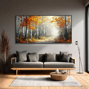 Pintura al óleo acrílica <span class=keywords><strong>paisaje</strong></span> moderno personalizada arte lienzo pintado a mano con diseño personalizado bosque de otoño - Product Image 2