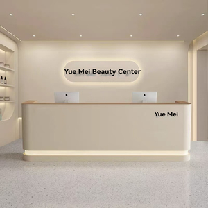 Bancone Reception Moderno Curvo e Minimalista per Aziende, Saloni di Bellezza, <span class=keywords><strong>Bar</strong></span>, Cassa, Negozi di Abbigliamento Femminile, Verniciato - Product Image 3