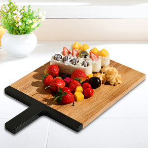 Youlike, nuevo diseño, tabla de cortar de madera de acacia orgánica hecha a mano Natural, Juego de 3 con mango de Estilo negro - Product Image 1