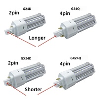 Ampoule LED Dimmable à Insertion Horizontale en U, Culot G24D 2 Broches, G24Q 4 Broches, GX24D, GX24Q, E27, E26, E14, B22, G24, 10W, 12W, 16W, 20W
