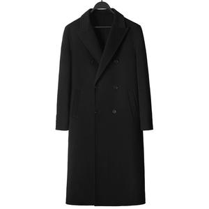 Abrigo de Punto Cruzado para Hombre, Otoño-Invierno, de Lana Negra, Largo, con Cierre de un Solo Botón, Cuello Alto, Estilo Blazer <span class=keywords><strong>Juvenil</strong></span> - Product Image 6