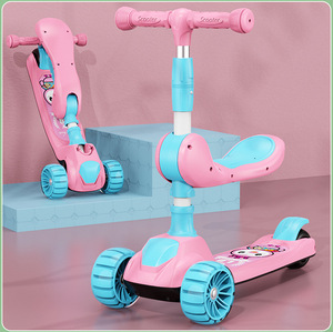 Trottinette pliable 3-en-1 pour enfants de 2 à 12 ans avec hauteur réglable pour garçons et filles - Product Image 2