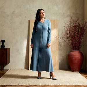 Robe Abaya en polyester de haute qualité, couleur unie, pour femmes musulmanes, élégante, modeste, sur mesure, vente en gros, vêtements de cérémonie - Product Image 2