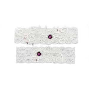 रोमांटिक नई ब्राइडल गार्टर बेल्ट ब्लू राइनस्टोन व्हाइट फीता सेक्सी शादी गार्टर - Product Image 6