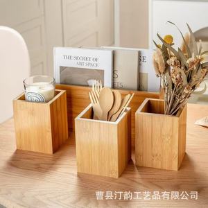 Nueva caja de almacenamiento de platos de madera para mesa de comedor y cocina, dispensador de platos de papel, caja para cuchillos y tenedores. - Product Image 2