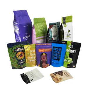 Có thể tái chế tùy chỉnh in nhôm lá khóa zip 340g 12oz dây kéo cafe đóng gói cho hạt cà phê