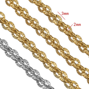 Chaîne en gros Aceworks simple en acier inoxydable plaqué or PVD 18 carats, chaîne câble gaufrée, maillons circulaires texturés, chaîne croisée, DIY au mètre - Product Image 2