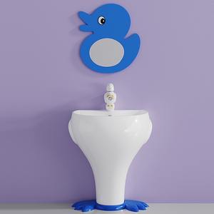 تصميم حديث جديد بطة قطعة واحدة حوض غسيل سيراميك للحمام روضة الأطفال مقعد مرحاض للأطفال مصيدة بطة جديدة كرتونية ملونة - Product Image 4