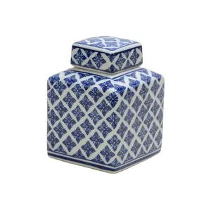 Exquisite Chinese Blue Color Glazed Porcelain Home Decoration Ceramic Jar