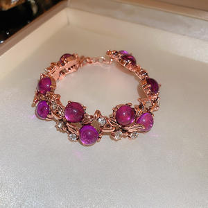 עגילי יהלום פרחוניים 2 יחידות/סט זהב סיטונאי, שרשרת צ'וקר פרחונית קריסטל צבעונית עם אבני חן לנשים, מתנה לכלה - Product Image 6