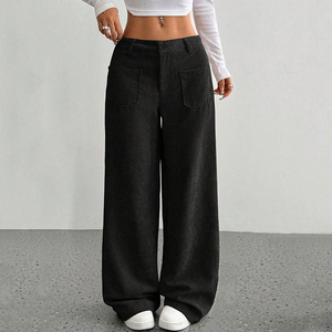 <span class=keywords><strong>Pantalon</strong></span> large <span class=keywords><strong>en</strong></span> velours côtelé Vêtements décontractés Poches avant et arrière Coupe ample Couleur unie Style de banlieue europé<span class=keywords><strong>en</strong></span> et américain - Product Image 4