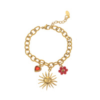Bracelet chaîne en coquillage en forme de cœur soleil pour femme, plaqué or, tissé à la main, coloré, de haute qualité et tendance