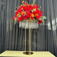 Centres de table et décorations de mariage, support de fleurs en métal, support de toile de fond, lustre haut, piédestal, pendentif en acrylique