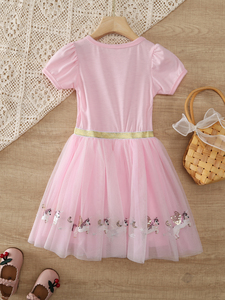 Robe brodée pour filles, nouvelle collection été 2025 pour enfants, robe de princesse à manches courtes pour petites et moyennes filles - Product Image 1