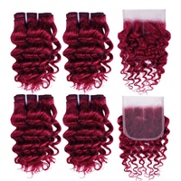 Tissage en lot brésilien naturel avec Closure — recool, mèches très ondulées de couleur ombrée, cheveux humains non traités, nouvelle tendance, 2022