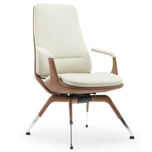 Chaise de bureau à domicile pivotante en cuir confortable réglable en hauteur sans roues - Product Image 1