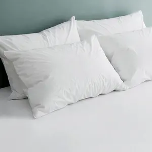 Fronha de travesseiro branco tamanho padrão-100% algodão, capas com zíper escondido, respirável e ultra macio