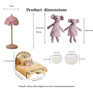 Accogliente camera da letto curativa in miniatura Set da gioco con letto in legno e lampada da terra magleg modello di struttura Premium giocattolo per regalo di famiglia - Product Image 6