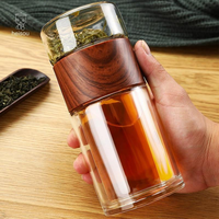 Tasse à thé en verre borosilicate à double paroi, résistante à la chaleur, amovible, compatible lave-vaisselle, avec filtre infuseur à thé portable pour thé en vrac