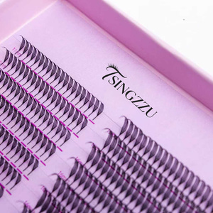 Extensions de cils synthétiques faites à <span class=keywords><strong>la</strong></span> machine, 40 rangées, base fine, volume doux, effet pics, pour cosplay anime et manga, avec logo personnalisé - Product Image 5