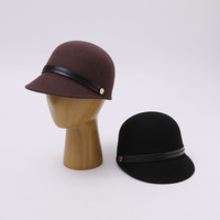 Casquette équestre en laine pour femme, style français, avec boucle de ceinture, chapeau marin, automne-hiver, chaud, élégant, couvre-chef formel