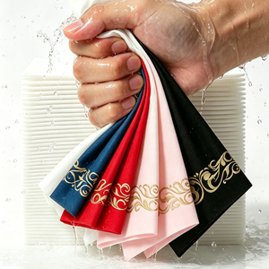 Serviettes en <span class=keywords><strong>papier</strong></span> Airlaid de luxe imprimées à chaud dorées, effet lin, jetables, pour mariage, fête, dîner, serviettes de table pour invités - Product Image 3