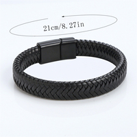 Pulsera Minimalista de Estilo Punk, Geométrica, de Cuero PU Tejido, con Cierre Magnético de Aleación, Pulsera Tejida a Mano para Hombre