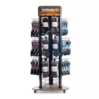 Présentoir à chaussettes pliable en métal personnalisé avec étagère de supermarché et crochets rotatifs pour une organisation pratique