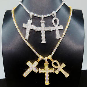 Liontin Salib Moissanite Super Murah Siap Kirim, Liontin Bertabur Batu Moissanite VVS Perak Sterling 925 - Product Image 5