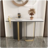 Console d'entrée moderne en marbre de luxe italien, table murale minimaliste pour couloir avec dalle de pierre pour salon