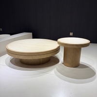 Ensemble de tables basses gigognes modernes à motif travertin, sur mesure OEM, avec base en placage de chêne rouge, durable, KD, pour salon et hôtel