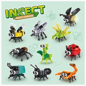 Un conjunto de 10 bloques de construcción de insectos, con modelos de animales como abejas, mariquitas, luciérnagas, libélulas, arañas y escorpiones - Product Image 2
