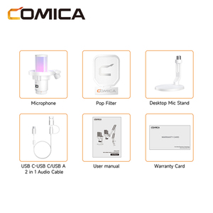 COMICA EJoy Uni(D) Weiß RGB Kardioid-Kondensator-Tischmikrofon aus Metall mit USB-C-Anschluss und 3,5mm TRS/TRRS Monitoring-Port - Product Image 2