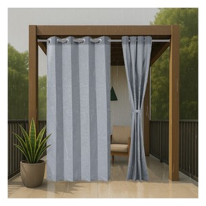Rideaux d'extérieur imperméables gris argenté de qualité supérieure avec une élégance minimaliste moderne pour des espaces extérieurs élégants - Product Image 1