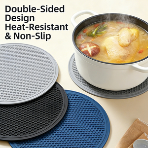 Plateau et sous-verre multifonctionnels en silicone de qualité alimentaire, sans BPA, avec design alvéolé épaissi, pour la cuisine domestique - Product Image 1
