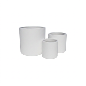 Minimalist White <b>Ceramic</b> <b>Flower</b> <b>Pot</b> Glazed Finish Indoor Plant Planter Desktop Use Circular Design - Product Image 2