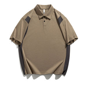 Polo assorti de couleurs, col montant ample, broderie personnalisée, impression de logo, polos vierges, t-shirts unisexes oversize pour couple - Product Image 6