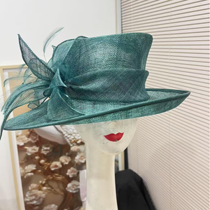 Cappelli da donna in sinamay con bordo a volant e decorazioni floreali, per Kentucky Derby, chiesa, matrimonio, feste, moda per adulti - Product Image 4