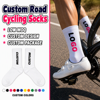 Chaussettes de sport en coton Juncai à motif tricoté pour cyclisme, course à pied, randonnée, chaussettes mi-mollet pour vélo de route, personnalisables avec logo